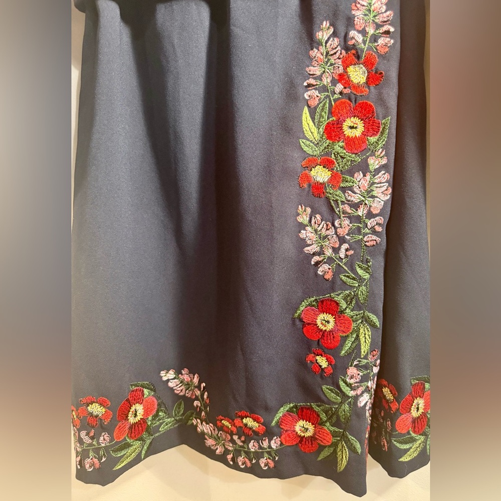 Ted Baker Navy Long Sleeved Dress with Floral Embroidery, Size 10 - Picture 8 of 14
